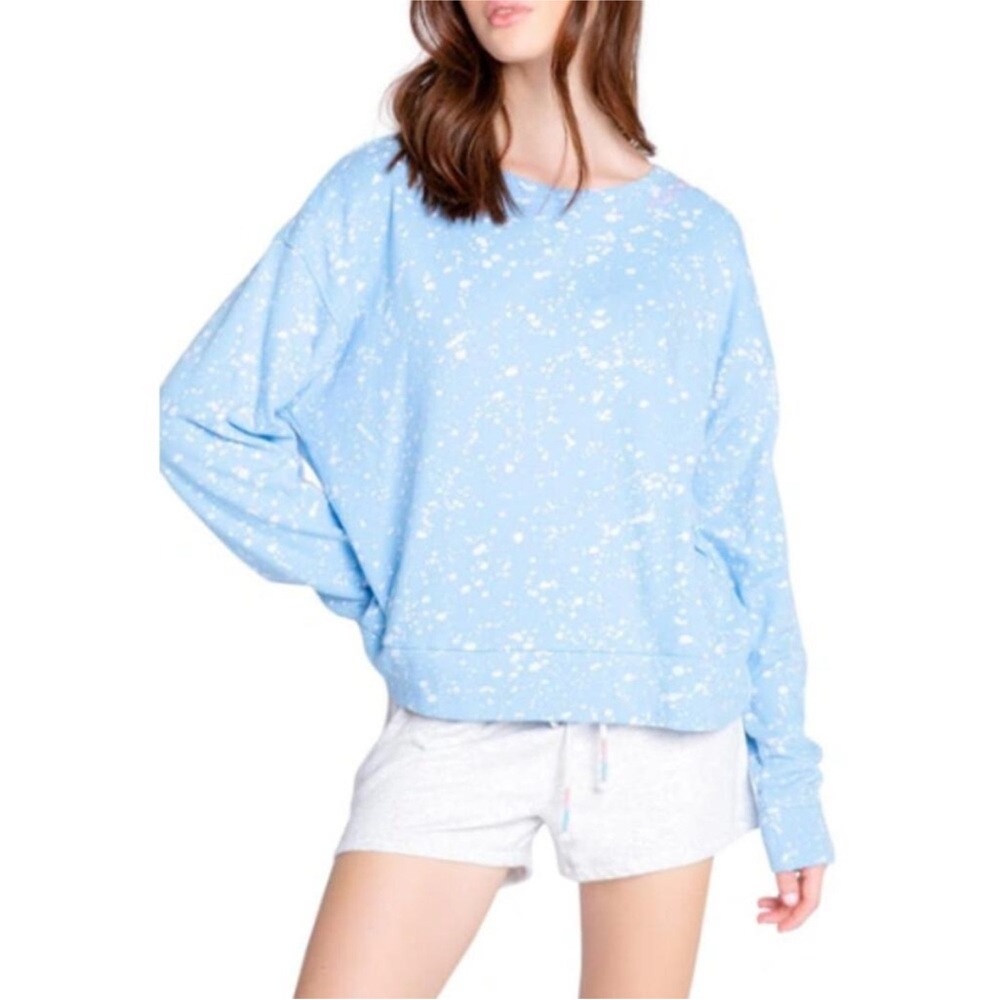 P.J. Salvage Flick of a Brush Long Sleeve Top It’s All Good Sweatshirt Blue L - Picture 3 of 15